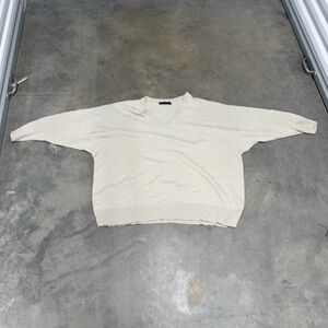 Cream V-Neck Sweater Jenni Kayne 2X pullover